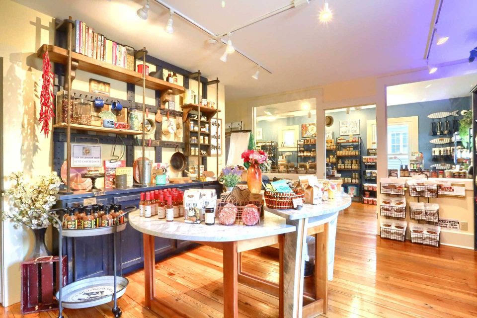 Interior shop display of Canal Street Market in Winona Lake, IN.