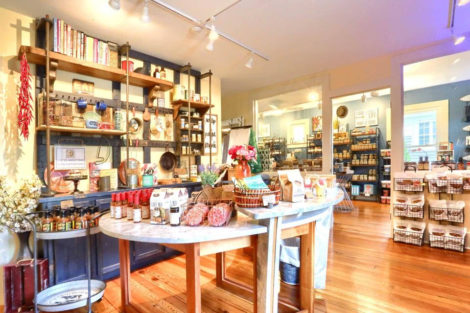 Interior shop display of Canal Street Market in Winona Lake, IN.