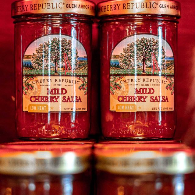 Jars of Cherry Republic mild cherry salsa.